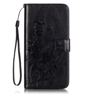 

Black Flower Design PU Leather Flip Cover Wallet Card Holder Case for SAMSUNG J2