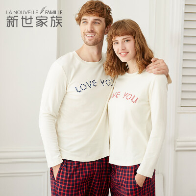 

Mirage family couple pajamas pure cotton autumn long sleeve letters home service XB57049 beige