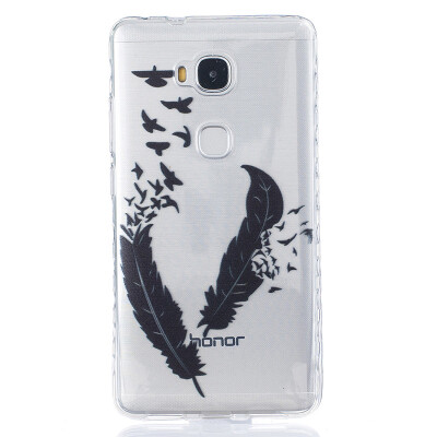 

Two feathers Pattern Soft Thin TPU Rubber Silicone Gel Case Cover for HUAWEI Honor 5X