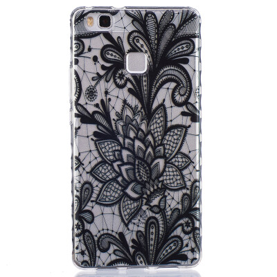 

Black Rose Pattern Soft Thin TPU Rubber Silicone Gel Case Cover for HUAWEI P9 Lite