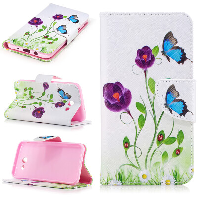 

Blue butterfly Design PU Leather Flip Cover Wallet Card Holder Case for SAMSUNG GALAXY J3 2017/J327