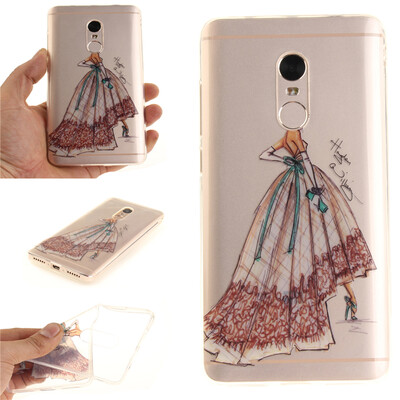 

Hand-painted dress Pattern Soft Thin TPU Rubber Silicone Gel Case Cover for XiaoMi RedMi Note 4