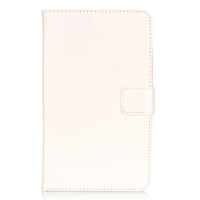 

White Flower Design PU Leather Flip Cover Wallet Card Holder Case for SAMSUNG T280