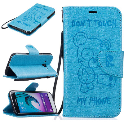 

Light blue Bear Style Embossing Classic Flip Cover with Stand Function&Credit Card Slot for SAMSUNG GALAXY J3J3 2016 J320