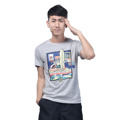 

(XTEP) Men's short-sleeved t-shirt casual short round neck breathable sports jacket 985229011136 gray blue S