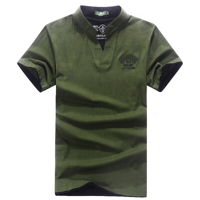 

Jeep Shield NIAN JEEP Short Sleeve T-Shirt Male V-Neck Outdoor Mountaineering Leisure T-Shirt 9251 Army Green XL