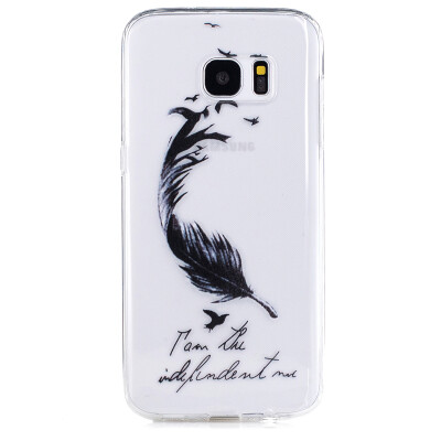 

Black feathers Pattern Soft Thin TPU Rubber Silicone Gel Case Cover for SAMSUNG GALAXY S7 Edge