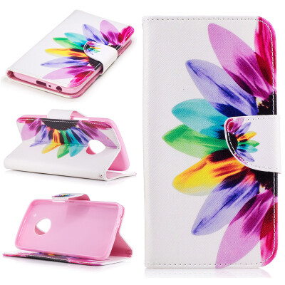 

Seven color flowers Design PU Leather Flip Cover Wallet Card Holder Case for Motorola Moto G5 Plus