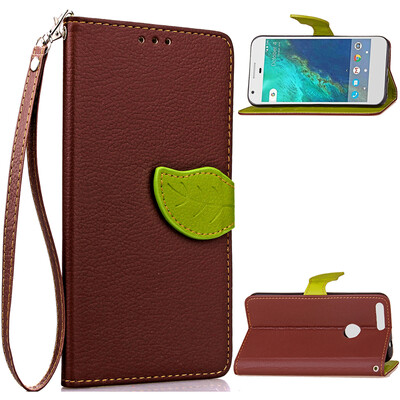 

Brown Design PU Leather Flip Cover Wallet Card Holder Case for Google Pixel XL