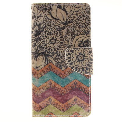 

Wave flower Design PU Leather Flip Cover Wallet Card Holder Case for Sony Xperia M5
