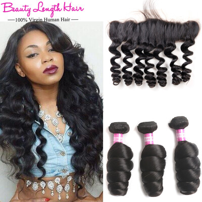 

Brazilian Loose Wave With Frontal Closure 3 Bundles Loose Wave With Frontal Ear To Ear Lace Frontal Closure With Bundles