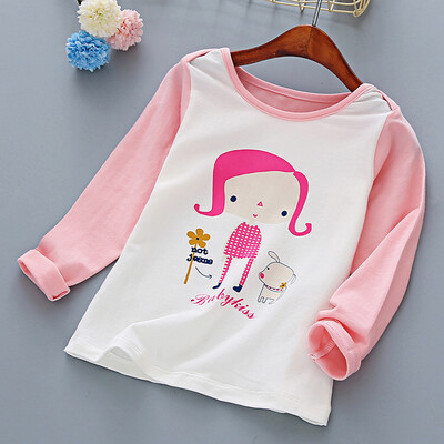

Ouma Babe children's clothing girls long-sleeved T-shirt in the big children's shirt fashion girls children's bottoming shirt M0033 blue 140 yards