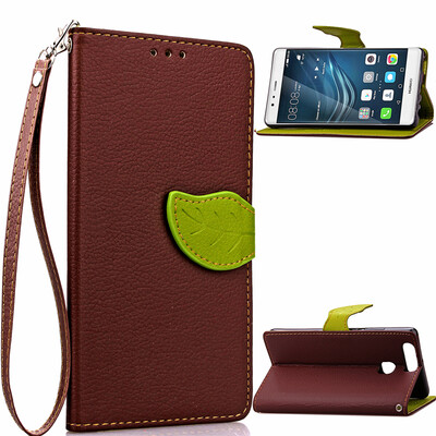

Brown Design PU Leather Flip Cover Wallet Card Holder Case for Huawei P9