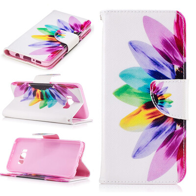 

Seven color flowers Design PU Leather Flip Cover Wallet Card Holder Case for SAMSUNG GALAXY S8