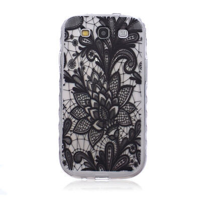 

Black Rose Pattern Мягкий тонкий ТПУ Резиновая крышка силиконовый гель чехол для SAMSUNG GALAXY S3 I9300