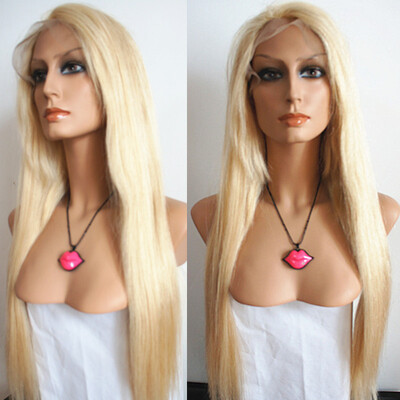 

N.L.W. #613 Blonde hair color European virgin human hair Full lace wigs with baby hair