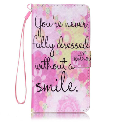 

Pink Smile Design PU Leather Flip Cover Wallet Card Holder Case for SAMSUNG J710