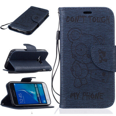 

Blue Bear Embossed PU Leather Wallet Case Classic Flip Cover with Stand Function and Credit Card Slot for SAMSUNG Galaxy J1 2016