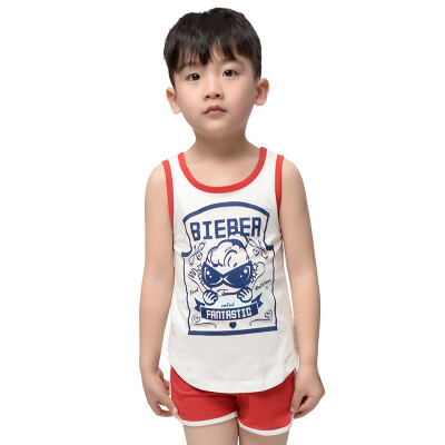 

Yu Zhaolin YUZHAOL boys T-shirt children's short-sleeved shorts sleeveless set M426608 Funny dinner white 110 yards