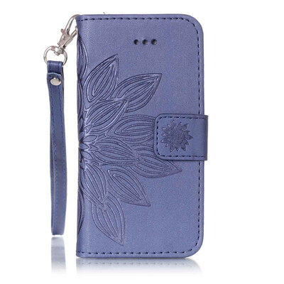 

Blue Flower Design PU Leather Flip Cover Wallet Card Holder Case for IPHONE 5S