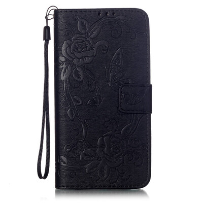 

Black Butterfly Style PU Leather Flip Cover Wallet Card Holder Case for SAMSUNG J510