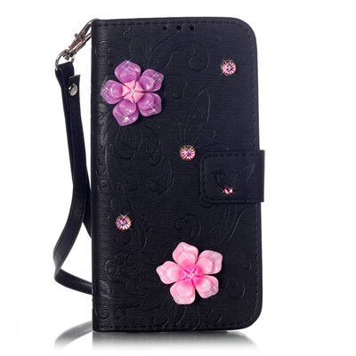 

Black Butterfly Style PU Leather Flip Cover Wallet Card Holder Case for IPHONE 6