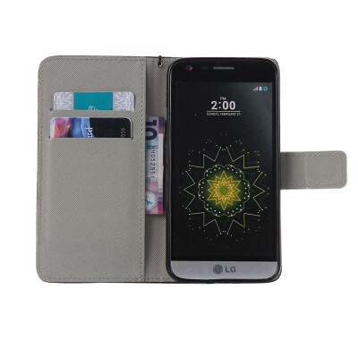 

Tree and Cat Design PU Leather Flip Cover Wallet Card Holder Case for LG G5