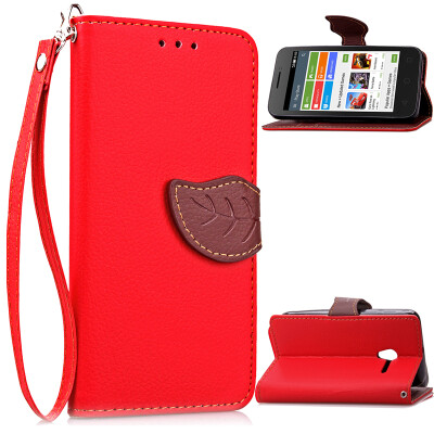 

Red Design PU Leather Flip Cover Wallet Card Holder Case for Alcatel OneTouch Pixi3 4.0