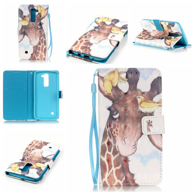 

Giraffe Design PU Leather Flip Cover Wallet Card Holder Case for LG K7