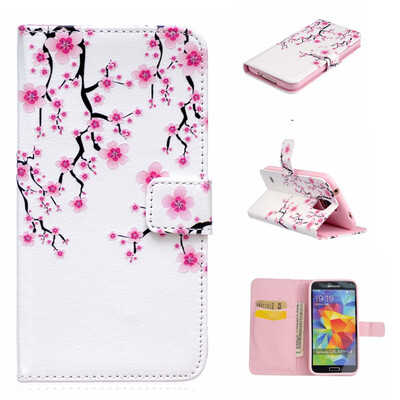 

Plum blossom Design PU Leather Flip Cover Wallet Card Holder Case for SAMSUNG GALAXY S5