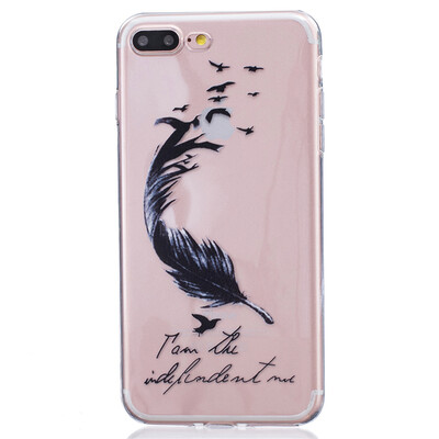 

Black feathers Pattern Soft Thin TPU Rubber Silicone Gel Case Cover for IPHON 7 Plus