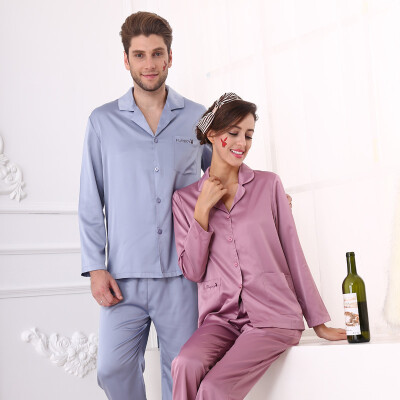 

Playboy 4807 Couple Pajamas Men&39s Silk Home Men&39s Cardigan Cardigan Long Sleeve Men&39s Pajamas Set Gray Blue