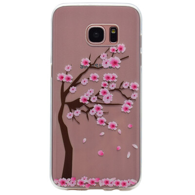 

Cherry tree Pattern Soft Thin TPU Rubber Silicone Gel Case Cover for Samsung GALAXY S7 Edge