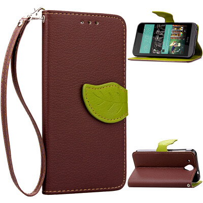 

Brown Design PU Leather Flip Cover Wallet Card Holder Case for HTC Desire 520