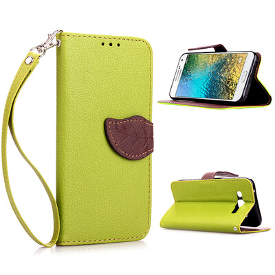 

Green Design PU Leather Flip Cover Wallet Card Holder Case for Samsung Galaxy E5E500F