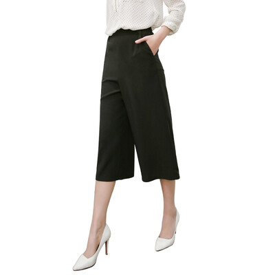 

Antarctic nanjiren casual pants female simple wild wide leg pants fashion nine points pants female models black  16576