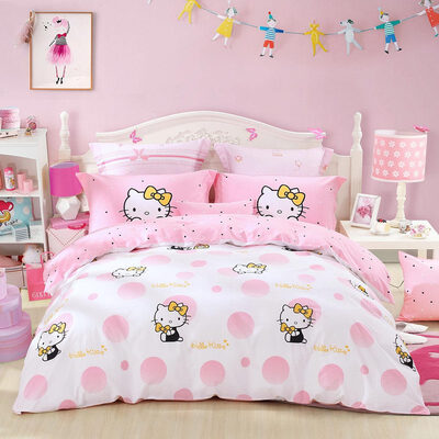 

Mercury Home Textiles MERCURY Cotton Twill Print Cartoon Bed Three-piece Set of Shiny KT Bedding Bed Sheets Enlarge Single 12 Bed