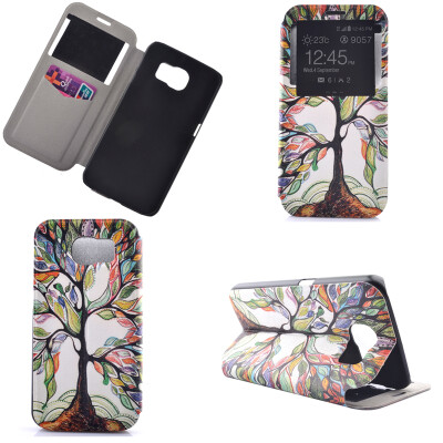 

Colorful Tree Design PU Leather Flip Cover Wallet Card Holder Case for Samsung Galaxy S7 Plus