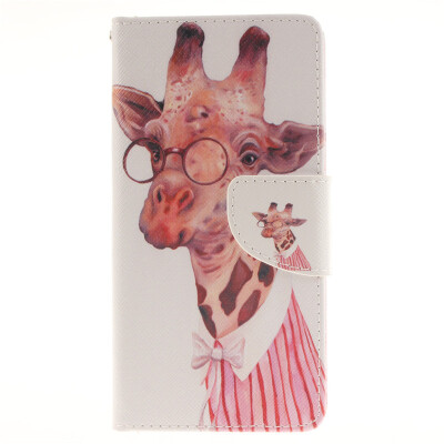 

Giraffe Design PU Leather Flip Cover Wallet Card Holder Case for Sony Xperia M5