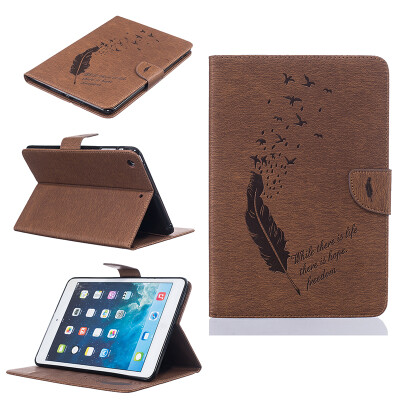 

Brown feathers Style Embossing Classic Flip Cover with Stand Function and Credit Card Slot for iPad Mini 123