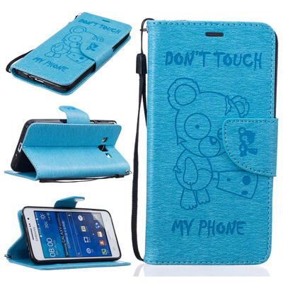 

Light Blue Bear Embossed PU Leather Wallet Case Classic Flip Cover with Stand Function and Credit Card Slot for SAMSUNG GALAXY Gra