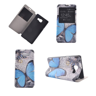 

Blue Butterfly Design PU Leather Flip Cover Wallet Card Holder Case for Samsung Galaxy A3（2016）/A3100