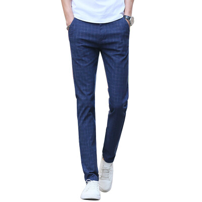 

(MSEK) casual pants men's England lattice fashion casual pants Slim Pants Male LXK70090 Cangqing 29