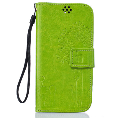 

Green Lovers and Dandelion Style Embossing Classic Flip Cover with Stand Function and Credit Card Slot for LG K8