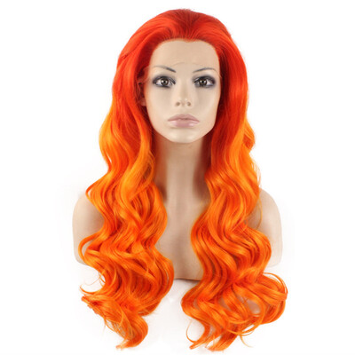 

Iwona Synthetic Hair Lace Front Long Wavy Two Tone Orange Wig