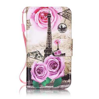 

Flower Tower Design PU Leather Flip Cover Wallet Card Holder Case for Samsung Galaxy J1 Mini