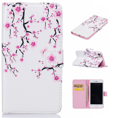 

Plum blossom Design PU Leather Flip Cover Wallet Card Holder Case for IPHONE 7