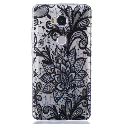

Black Rose Pattern Мягкий тонкий ТПУ Резиновая крышка силиконовый гель чехол для HUAWEI Honor 5X