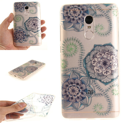 

Blue and green dream flower Pattern Soft Thin TPU Rubber Silicone Gel Case Cover for XiaoMi RedMi Note 4