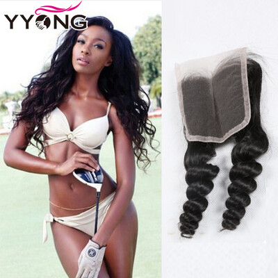 

YYONG Hair Products 4*4 Inch Lace Closure 100% Human Hair Closure Peruvian Loose Wave Closure Free Middle Three Part Top Closure